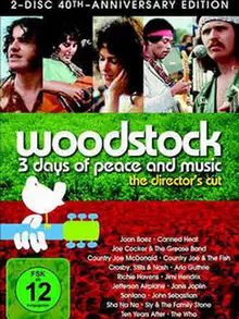 Cover der Woodstock-DVD mit Schrift, Bildern und Cast (Warner Home)