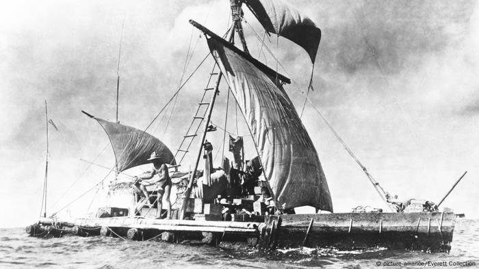 A frame from the documentary film of the Norwegian traveler Thor Heyerdahl Kon-Tiki 1950