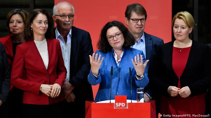 Deutschland Andrea Nahles, Bundesvorsitzende der SPD in Berlin (Getty Images/AFP/J. MacDougall)