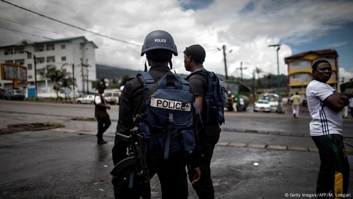 An armed Cameroonian police officer
