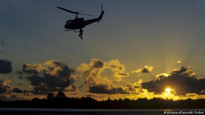 Silhouette of a helicopter