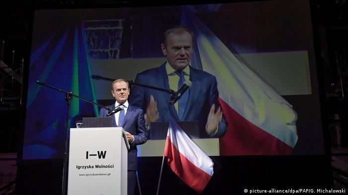European Council President Donald Tusk delivering a lecture Lodz, Poland.