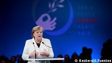 German Chancellor Angela Merkel delivers a speech at the opening session of the Paris Peace Forum as part of the commemoration ceremony for Armistice Day, 100 years after the end of the First World War, in Paris, France, November 11, 2018. REUTERS/Gonzalo Fuentes/Pool