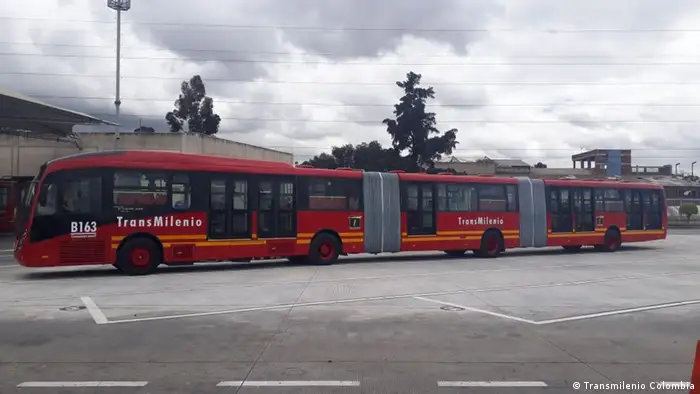 Extra-long bus in Bogota (Transmilenio Colombia)