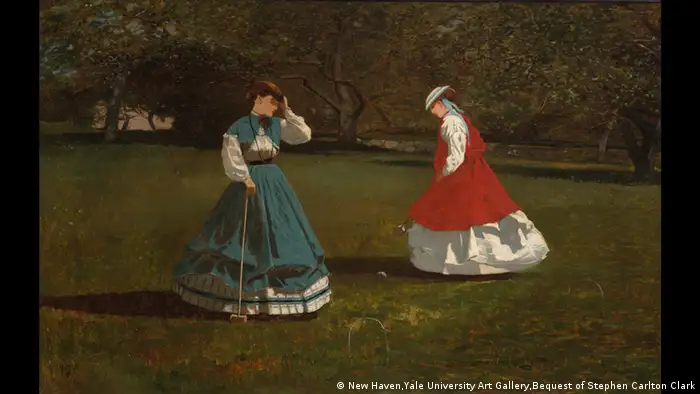 Zwei Frauen beim Krocketspiel um 1866 (New Haven,Yale University Art Gallery,Bequest of Stephen Carlton Clark)