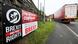 Signs against Brexit are seen on the road outside Newry, Northern Ireland Signs against Brexit are seen on the road outside Newry, Northern Ireland