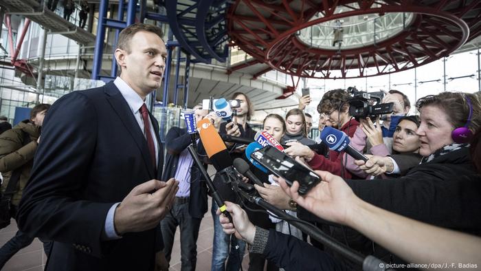 Alexei Navalny in the building of the ECtHR in Strasbourg