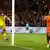 Memphis Depay celebrates after scoring the Netherlands' second goal against France