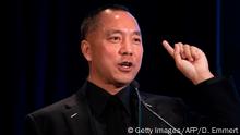 Fugitive Chinese billionaire Guo Wengui hold a news conference on November 20, 2018 in New York, on the death of of tycoon Wang Jian in France on July 3, 2018. - Guo was introduced by Steve Bannon, former White House Chief Strategist. (Photo by Don EMMERT / AFP) (Photo credit should read DON EMMERT/AFP/Getty Images)