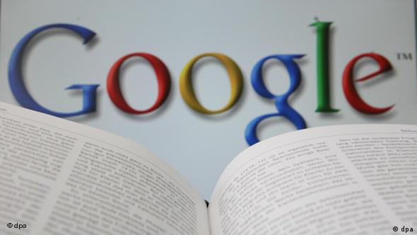 Google logo and open book