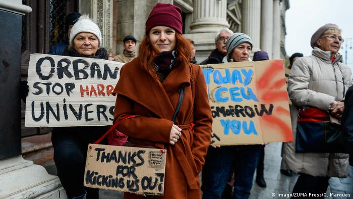 Protesters in Budapest in support of Central European University 