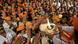 Hindus protestieren in Ayodhya, Indien Hindus protestieren in Ayodhya, Indien