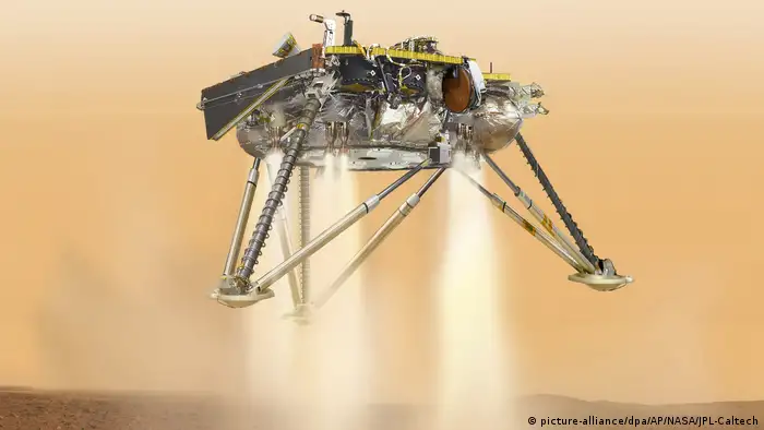 A NASA.supplied illustration of the InSight lander