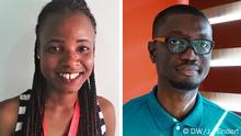 Journalism student Vanessa Otchere and blogger Ameyaw Debrah (DW/S. Fischer/J. Endert)