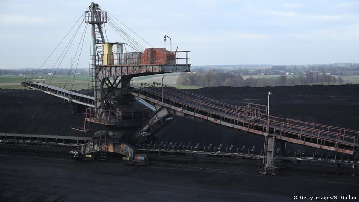 High-grade coal lies in a heap before transport at the Pniowek coal mine