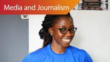 Precious Ankomah, program manager bei penplusbytes in Accra, Ghana (DW/J. Endert)