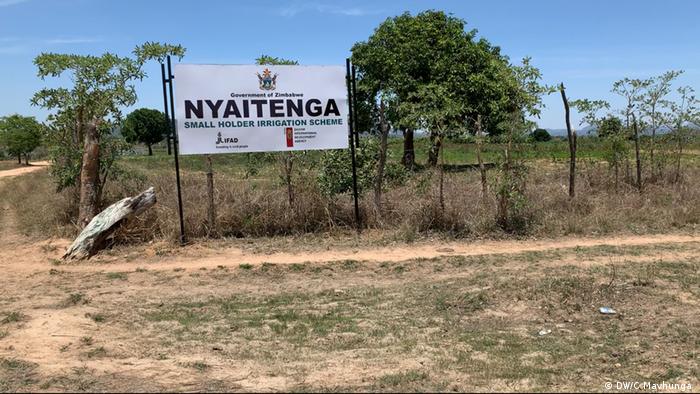 A sign in Zimbabwe showing the entrance to a farm utilizing a small holder irrigation scheme
