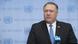 Mike Pompeo spricht mit Reportern im United Nations Hauptsitz Mike Pompeo spricht mit Reportern im United Nations Hauptsitz