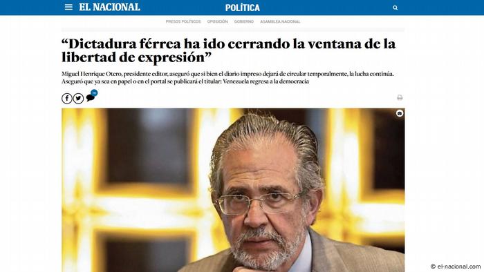 Miguel Henrique Otero, presidente editor, dice en la última edición en papel que los periodistas van a seguir luchando por restablecer la democracia en Venezuela. 