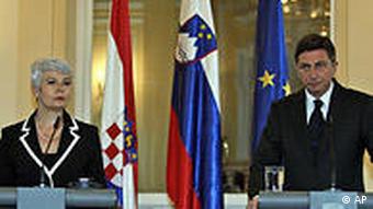Slowenien Kroatien EU Borut Pahor und Jadranka Kosor