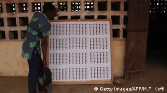 Un électeur vérifiant son nom sur les listes électorales