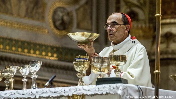 French Cardinal Philippe Barbarin during mass in Lyon 