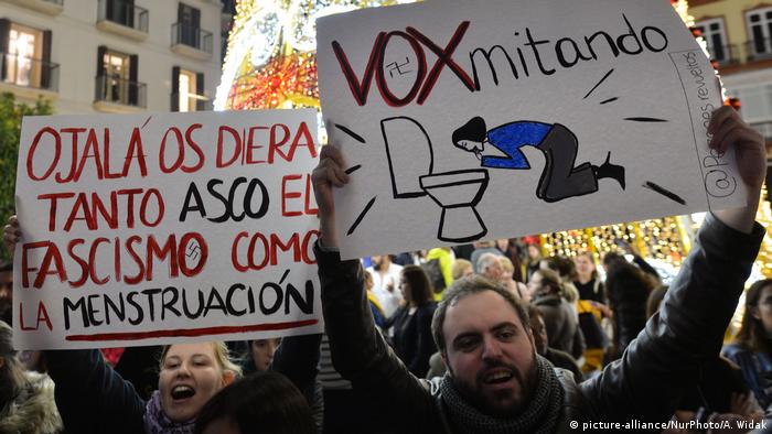 Anti-Vox-Demo in Malaga am Tag nach der Wahl