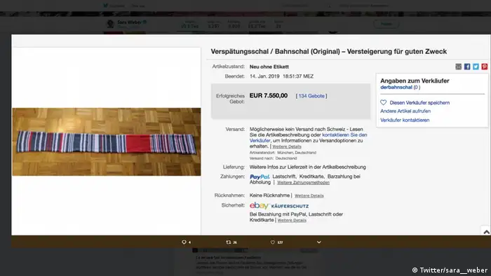 Screenshot: Deutschland: Verspätungsschal erzielt 7550 Euro