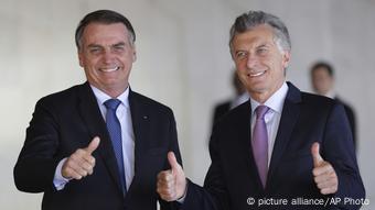Brasilien Treffen vom Präsident Jair Bolsonaro mit dem argentinischen Präsident Mauricio Macri