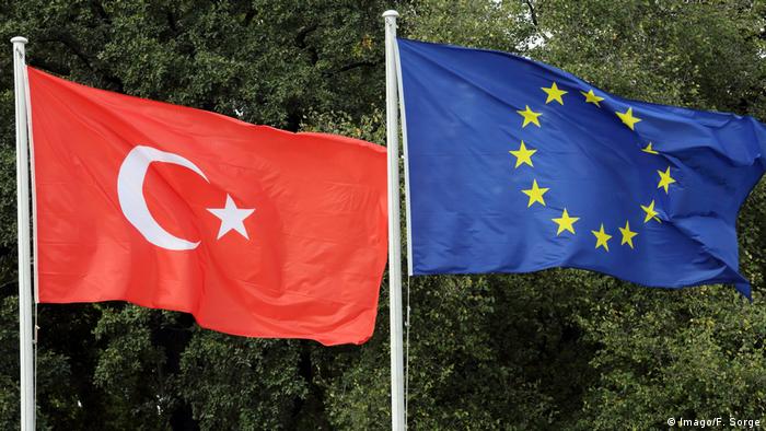 The Turkish and EU flags