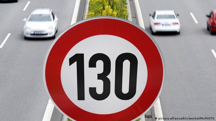 Speed limit sign on the German autobahn