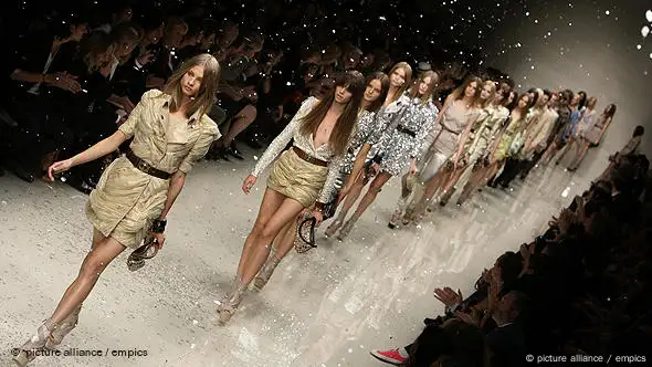 Burberry models at London Fashion Week