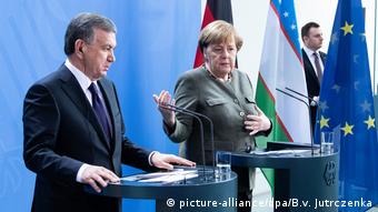 Шавкат Мирзиеев и Ангела Меркель перед началом переговоров