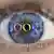 Auge mit Google Logo auf Iris