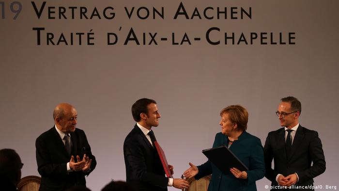 Angela Merkel y Emmanuel Macron, en Aquisgrán.