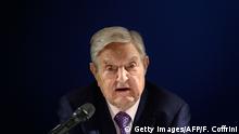 Hungarian-born US investor and philanthropist George Soros delivers a speech on the sideline of the World Economic Forum (WEF) annual meeting, on January 24, 2019 in Davos, eastern Switzerland. - Billionaire investor George Soros said, on January 24, 2019 that Chinese President Xi Jinping was the most dangerous enemy of free societies for presiding over a high-tech surveillance regime. (Photo by Fabrice COFFRINI / AFP) (Photo credit should read FABRICE COFFRINI/AFP/Getty Images)