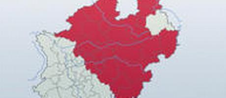Landkarte der herzförmigen Region Westfalen