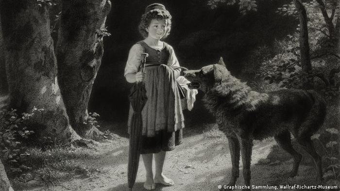 Image of the Little Riding Hood fairy tale by Fritz Dinger (1827 – 1904) (Graphische Sammlung, Wallraf-Richartz-Museum)