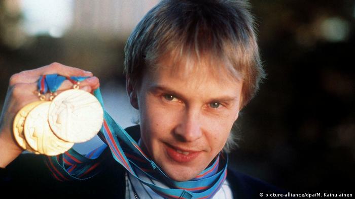 Matti Nykänen with gold medals