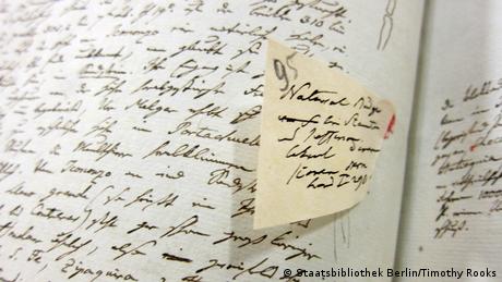 A page of the journal with extra notes pasted in, a typical Alexander von Humboldt practice that shows how he constantly revisited the books and added to them — photo by Timothy A. Rooks