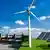 Montage dreier regenerativer Energiekraftwerke. Wasserkraft, Windkraft und Solarkraft (Montage: DW)