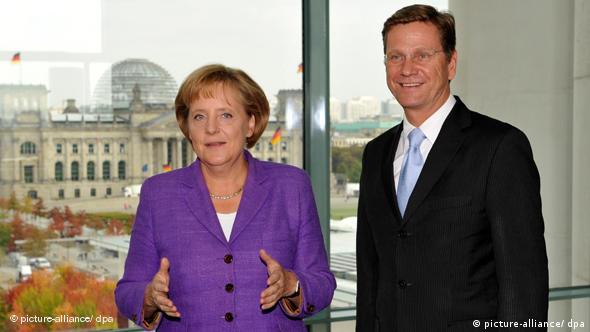 German Chancellor Angela Merkel with FDP leader Guido Westerwelle