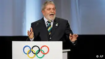 Bild des brasilianischen Präsidenten Lula da Silva vor der IOC-Vollversammlung in Kopenhagen
