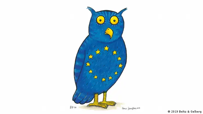 Blaue EU-le von Axel Scheffler für das Buch Zeichnen für ein Europa. (2019 Beltz & Gelberg)