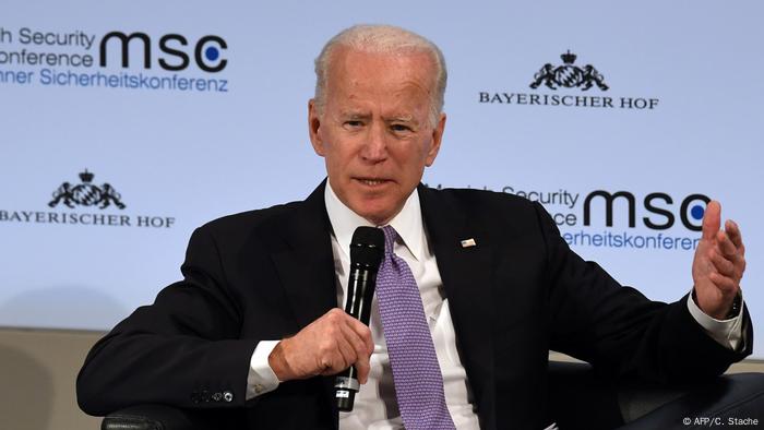 Former US Vice President Joe Biden speaks during a panel discussion during the 55th Munich Security Conference in Munich, Germany, on February 16, 2019