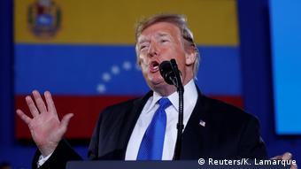Donald Trump gives a speech on Venezuela in Miami 