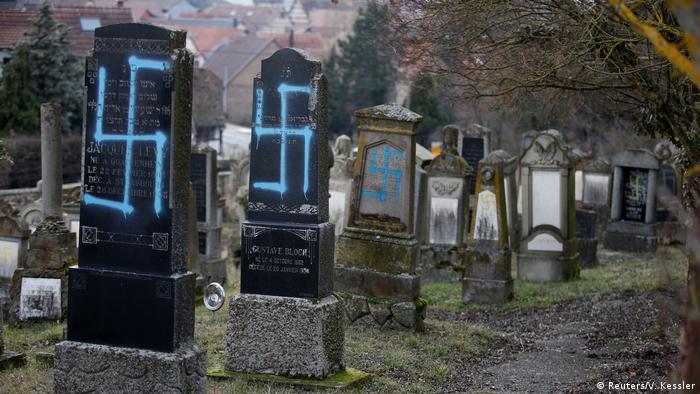 Frankreich Elsass Grabschändung auf jüdischem Friedhof in Quatzenheim