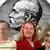 Nobel medal with the faces of scientists Jack Szostak, Carol Greider and Elizabeth H. Blackburn superimposed