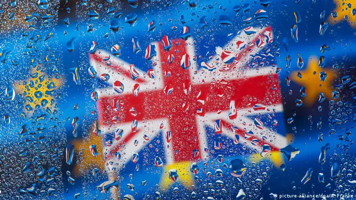 British flag overlays EU flag to symbolize Brexit