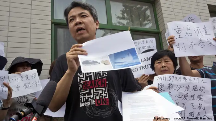 China Peking - Jiang Huis Mutter war an Bord der verschwundenen Malaysia Airline Maschine MH370